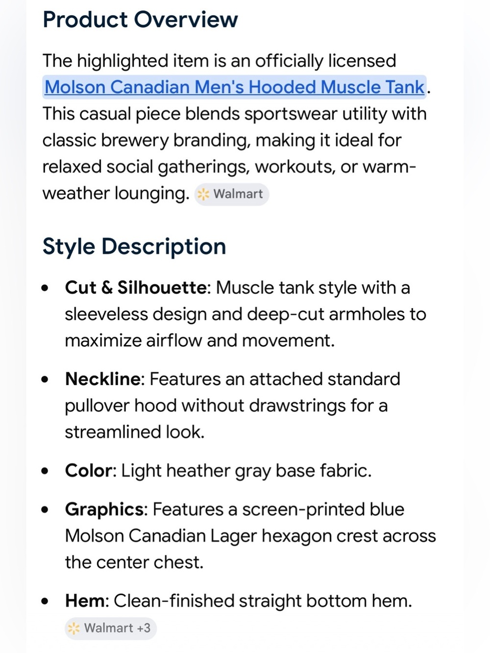 2 for $30 | Molson Canadian Sleeveless Hoodie Muscle Tank - Picture 3 of 15